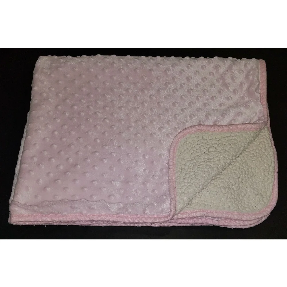 Pitter Patter Pink Minky Dot Fleece Baby Blanket